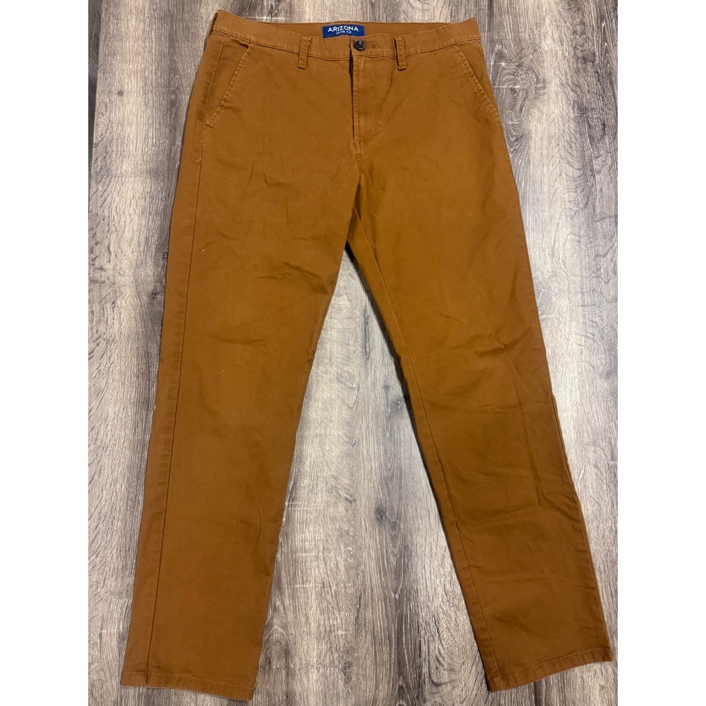 Arizona Jean Co Flex Relaxed Taper Pants Mens 33x32 Tobacco Brown Chinos